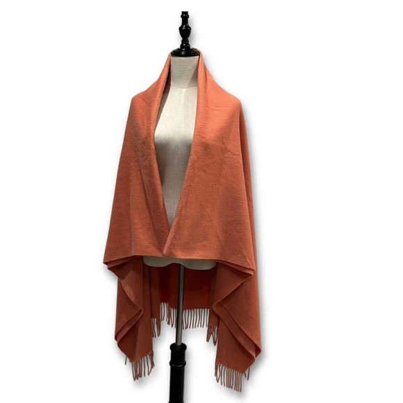 HERMES 100% Cashmere XL Scarf Fringe Design Salmon Pink - Picture 1 of 4